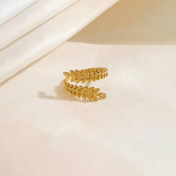 Contemporary Leaf Adjustable Ring-Gold ABDR3032